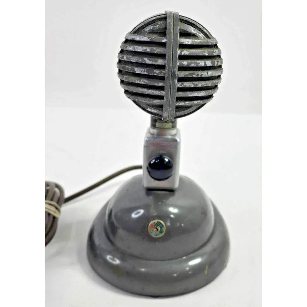 Vintage Shure 708A Crystal Microphone w S36 Stand & A85C Switch HAS SOUND